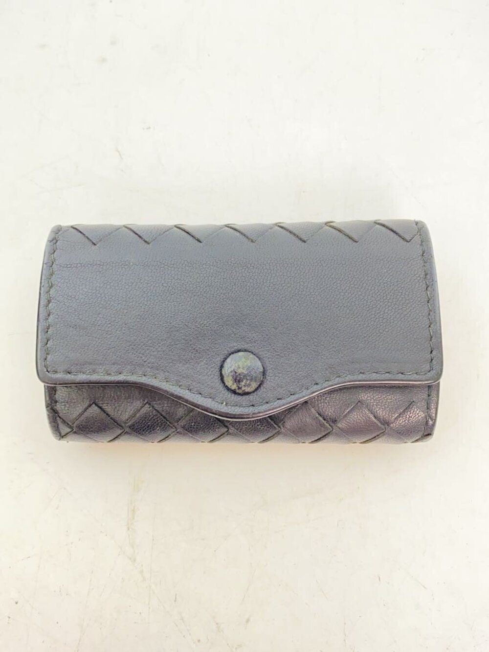BOTTEGA VENETA Key Case Wallet Leather Black Intrecciato Hooks